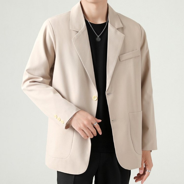 남자 캐주얼 정장 재킷 루즈핏 싱글 블레이져 재킷 사계절 정장 코트 세미정장 하객룩 데이트룩