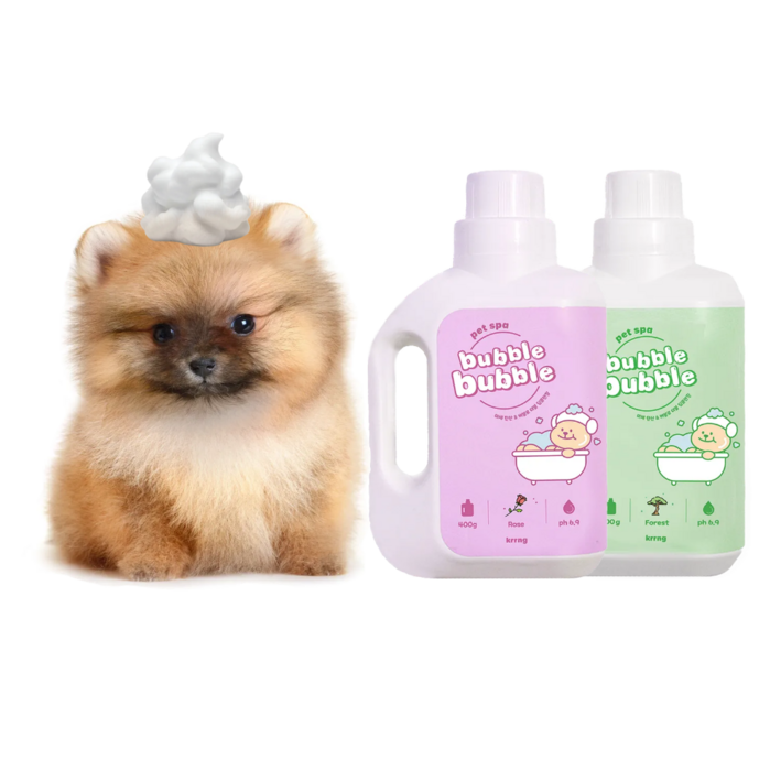 [스파+샴푸올인원]  펫 버블 샴푸 딥클렌징 발사탕 각질 보습 컨디셔닝 거품풍성 저자극 (로즈/포레스트)