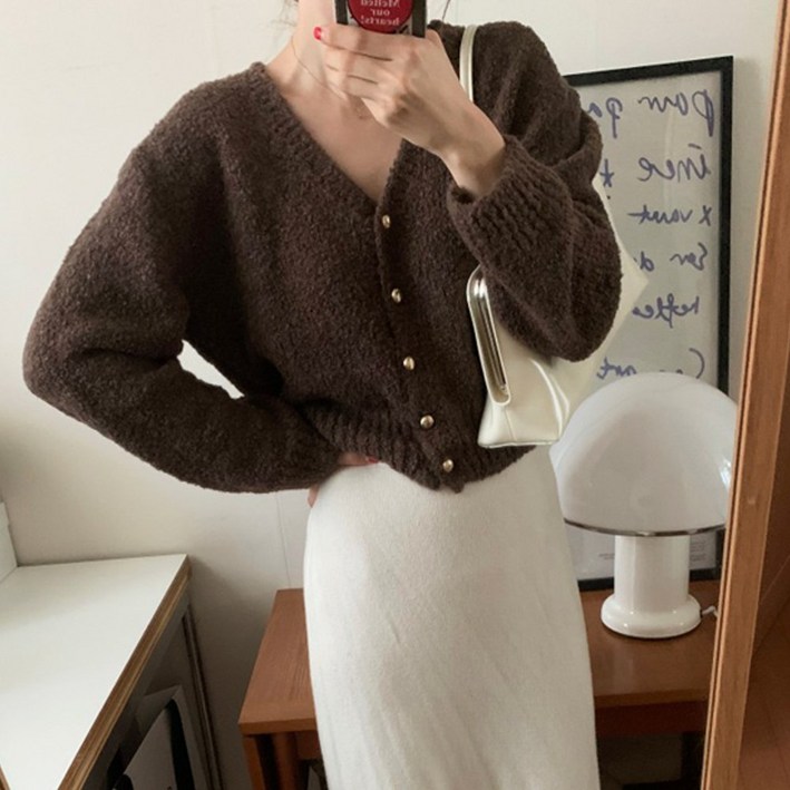 메이킹유 긴팔 니트 부클 브이넥 WA92691마리가디건