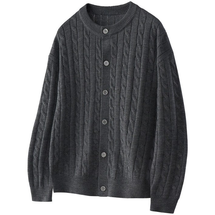 팀스핏 남성용 빅사이즈 오버핏 케이블 라운드 니트 가디건