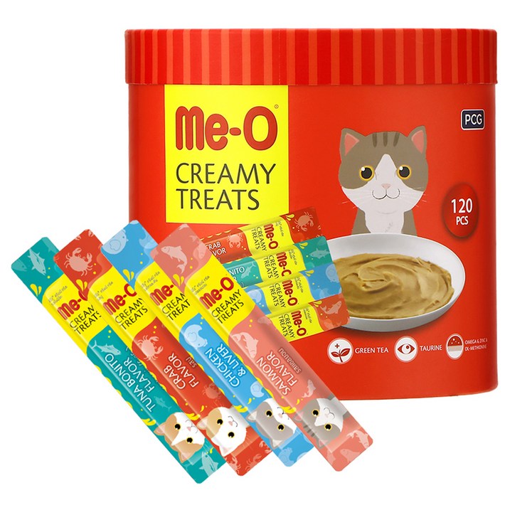 MeO 고양이 크리미 버라이어티 간식 파우치, 혼합맛참치연어게치킨리버, 1.8kg, 1개