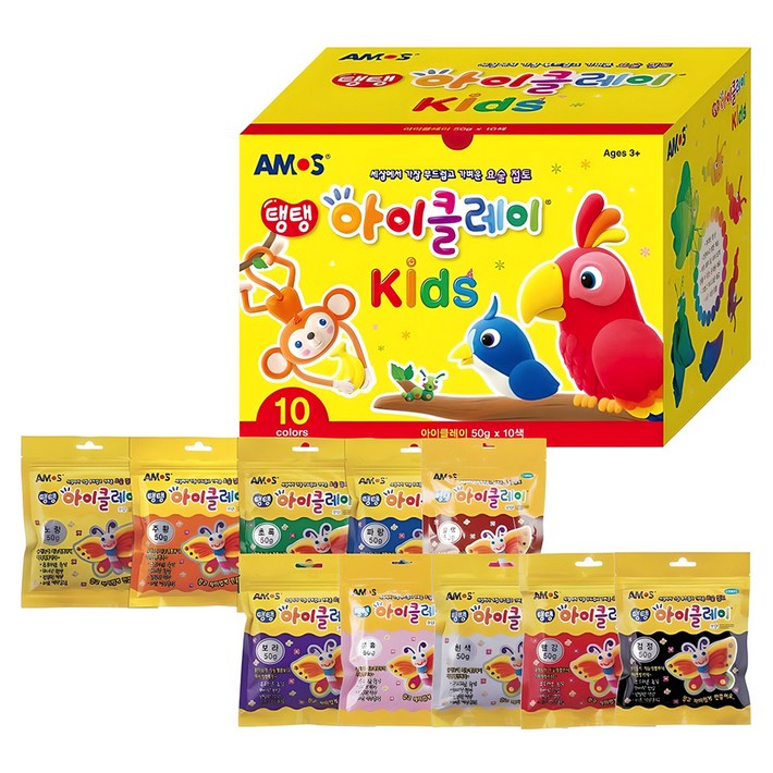 아모스 탱탱 아이클레이 키즈 50g 10색 세트, 혼합색상, 1개