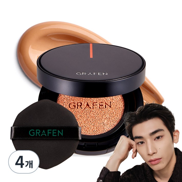그라펜 남성용 핸섬 커버 쿠션 페이스메이크업 14g, 3호, 4개 그라펜 남성용 핸섬 커버 쿠션 페이스메이크업 14g, 3호, 4개