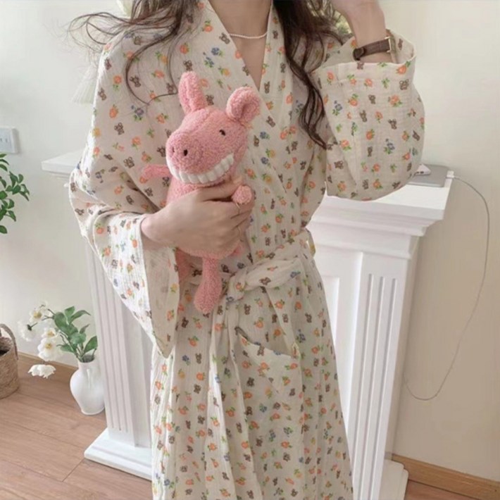 앞날창창 여리여리한 잠옷 샤워가운 XL, 꽃, 1개 앞날창창 여리여리한 잠옷 샤워가운 XL, 꽃, 1개