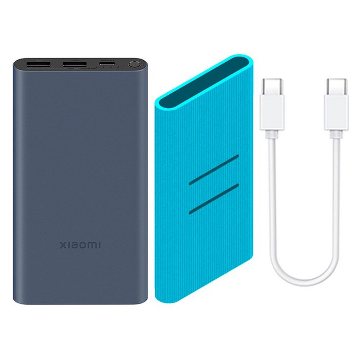 샤오미 10000 7세대 22.5W 대용량 초고속 충전 C타입 휴대용 보조배터리  케이스  CtoC 케이블 세트