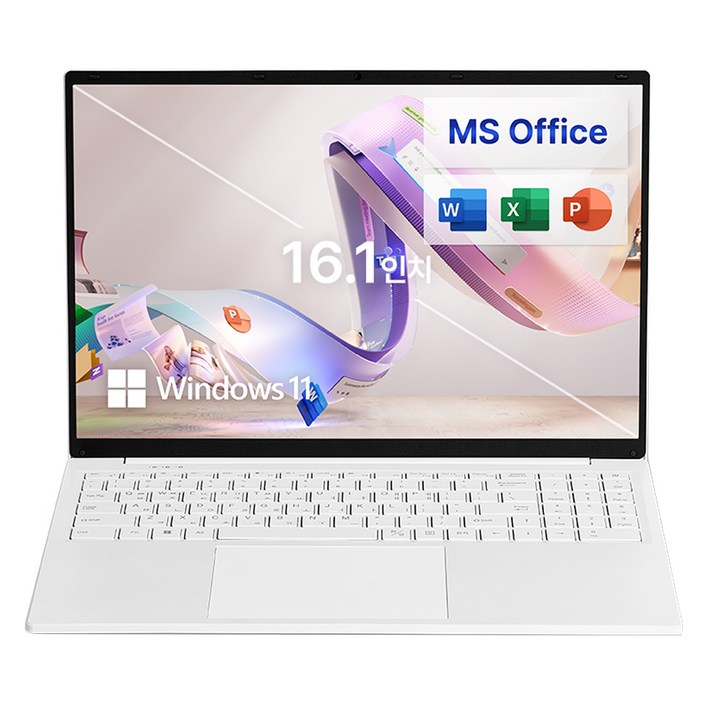 베이직스 2024 베이직북 16 N시리즈  마이크로소프트 패키지 세트, White, 256GB, 8GB, WIN11 Pro, BB1624FWOffice