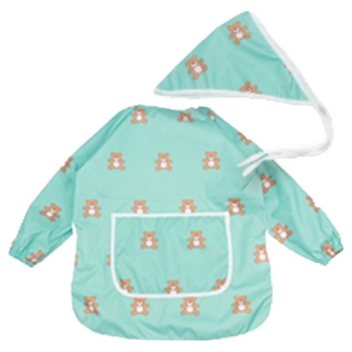 베베슈에뜨 아동용 패턴 긴팔 미술가운  두건 세트