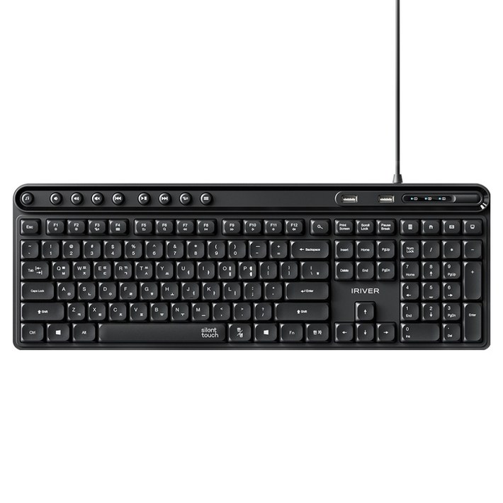 아이리버 2PORT HUB 지원 생활방수 무소음 유선 키보드, Black, K601U, 제조사축