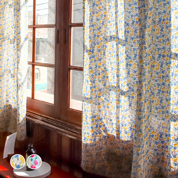 메종텍스타일 복고풍 플라워 봉집형 작은창커튼 메종텍스타일 복고풍 플라워 봉집형 작은창커튼