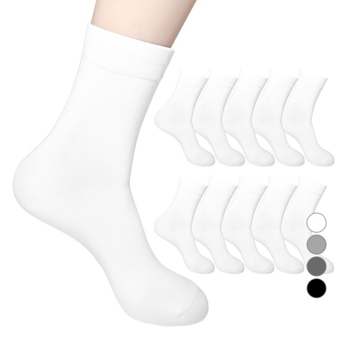 두발로 남성용 프리미엄 무지 중목 양말 10켤레