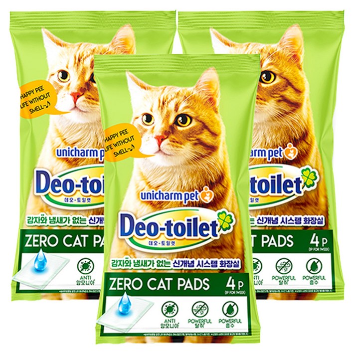 유니참데오토일렛 감자  냄새 Zero 고양이 패드 4p