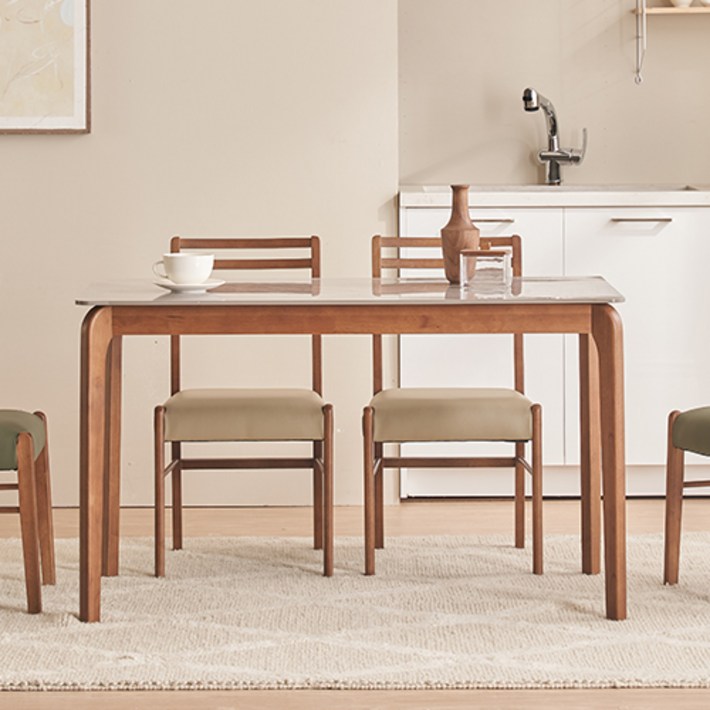 잉글랜더 비올라 통세라믹 고무나무 원목 식탁 방문설치