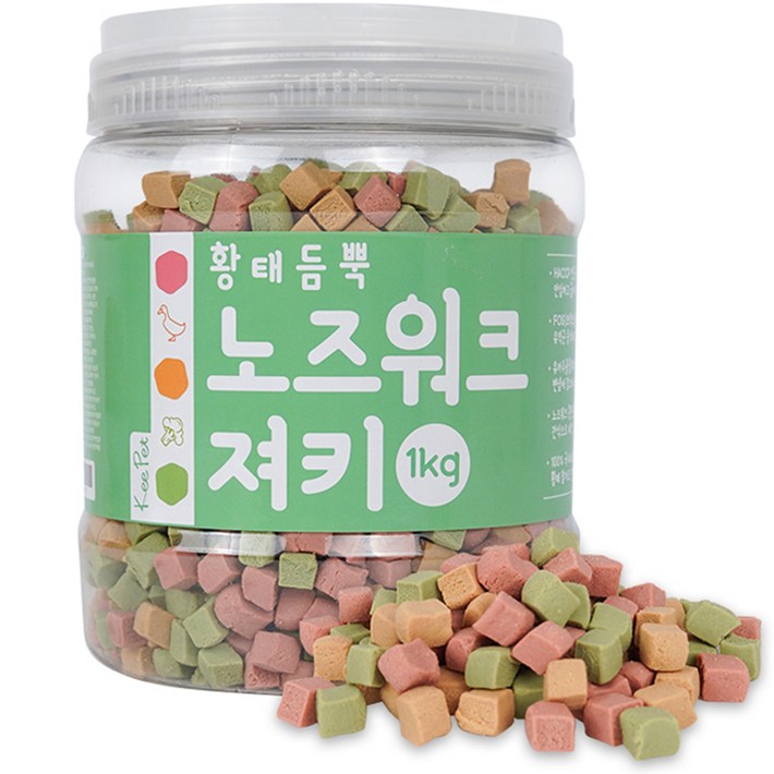 강아지대용량간식 킵펫 황태듬뿍 노즈워크 강아지 져키 1kg, 황태, 1개