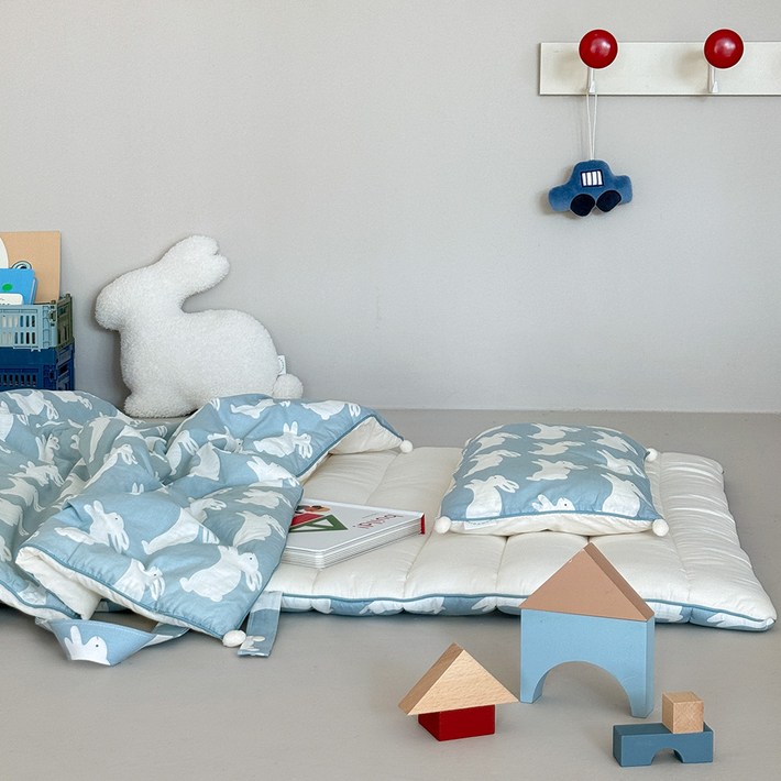 프랑브아즈 아동용 크링래빗 60수 볼륨업 낮잠이불 세트 분리형, BELL BLUE