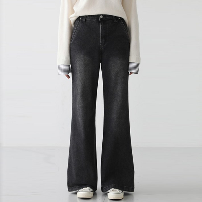 피핀 여성용 숏기본롱 기장 세미 부츠컷 스판 데님 팬츠 710898