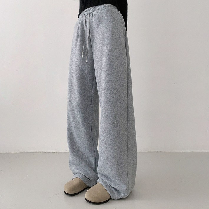 플랜데이 여성용 롱/숏 기장 노엘 따뜻 기모 와이드 트레이닝 팬츠