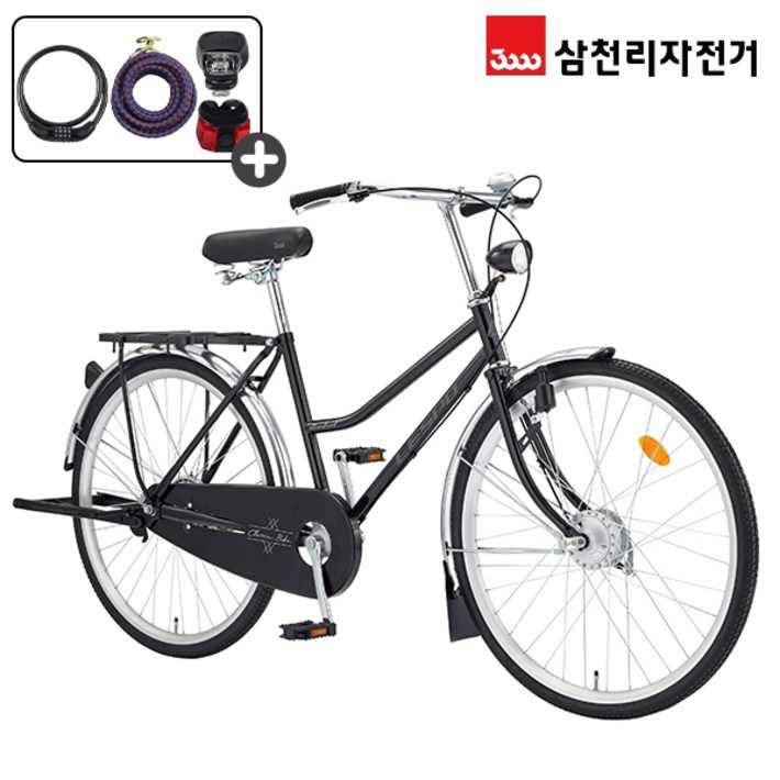 삼천리 완조립 2024 표준S 26인치 다목적 시티형 클래식 자전거, 24년형블랙