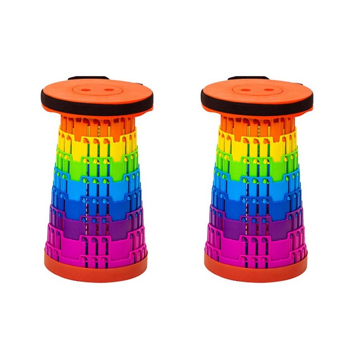 다나몰 아코디언 의자 무지개 놀이동산 줄서기 휴대용 캠핑 폴딩 3세대의자, 2개, 오렌지