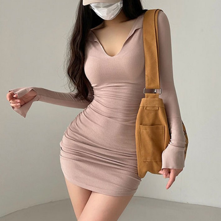 노이디제이 DJ1161 스판 브이넥 얇은 골지 슬림 미니 긴팔 원피스 노이디제이 DJ1161 스판 브이넥 얇은 골지 슬림 미니 긴팔 원피스