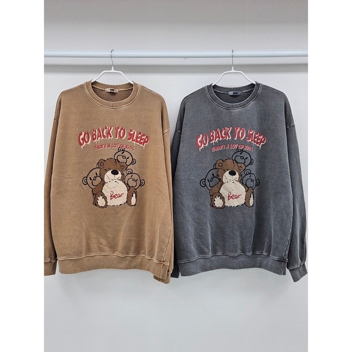 피그먼트워싱 곰돌이인형 오버핏맨투맨