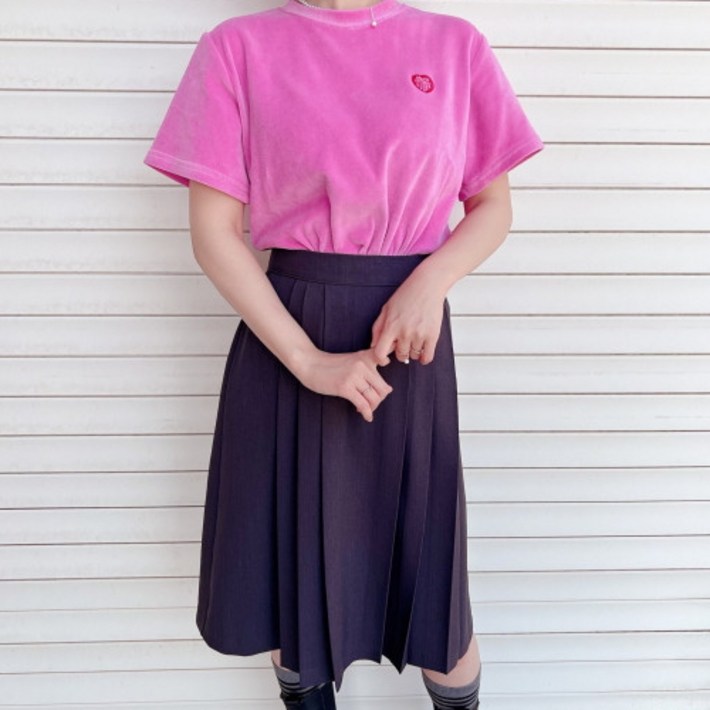 키치 하트 벨로아 반팔 티셔츠 2colors