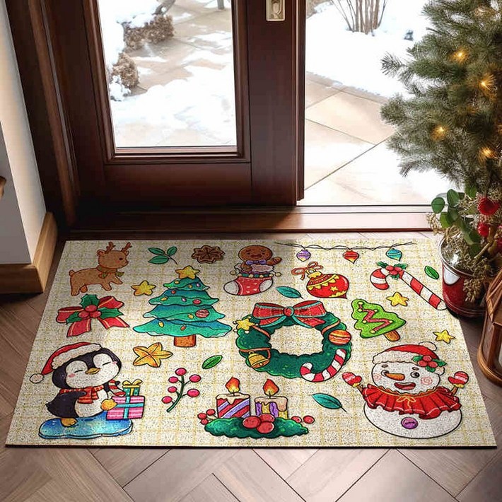 트리 40X60CM 쇼핑몰 65 업소용 얽힌하트 신발털이 발매트 크리스마스 홈파티