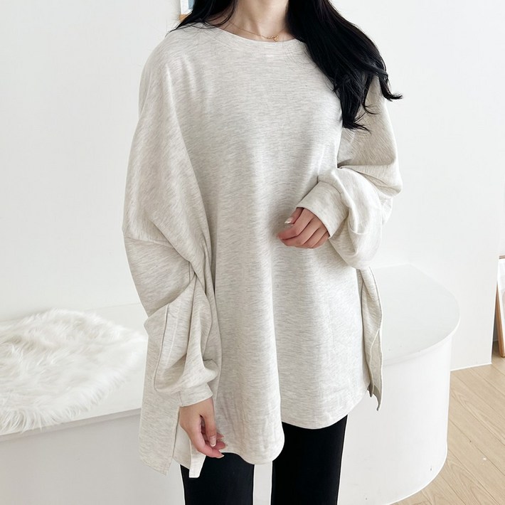 쏘옷 여성용 무지 오버핏 롱 맨투맨 티셔츠 쏘옷 여성용 무지 오버핏 롱 맨투맨 티셔츠