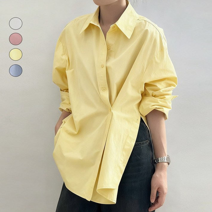 임호 순면 개성 언발 옆트임 셔츠