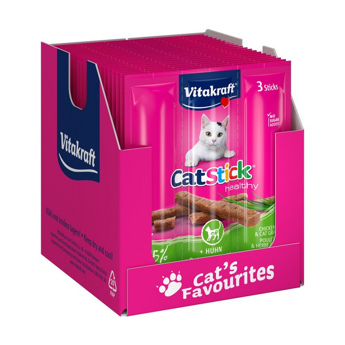 비타크래프트 캣스틱 치킨캣그라스 3P 18g X 20 BOX, 치킨캣그라스, 18g, 20개