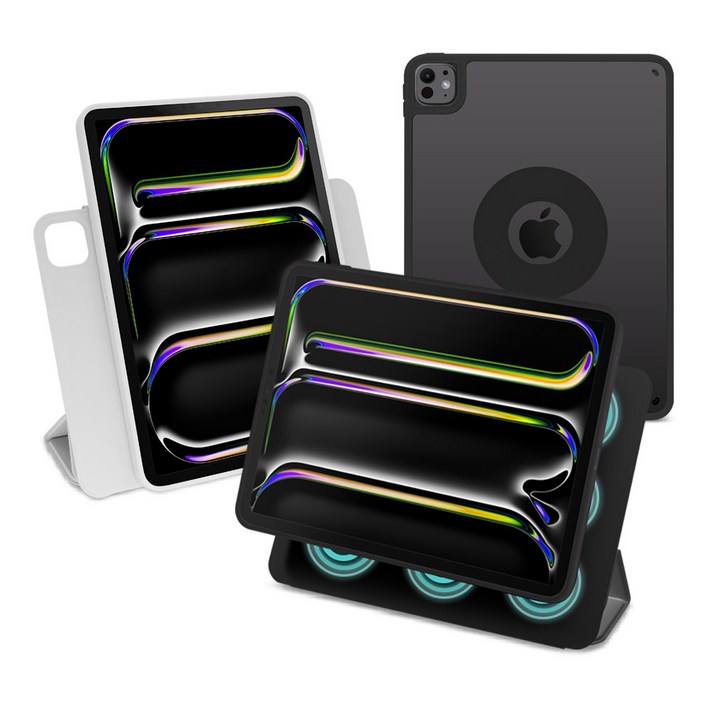 데이웍스 아이패드 프로 11 애플펜슬 수납 마그네틱 태블릿 케이스, 블랙