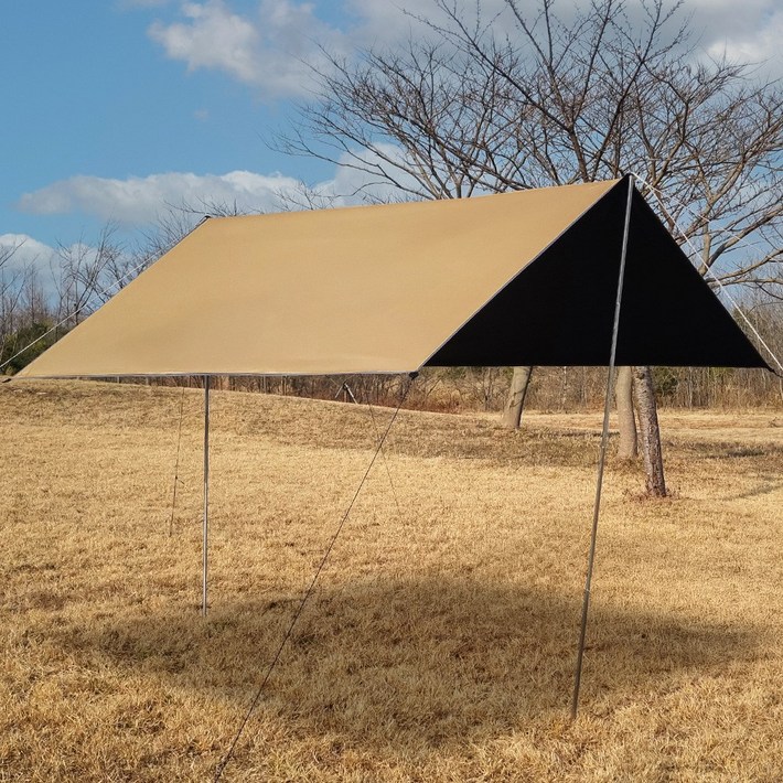 캠프빌리지 블랙코팅 방수 렉타타프 T1 폴대 포함 풀세트