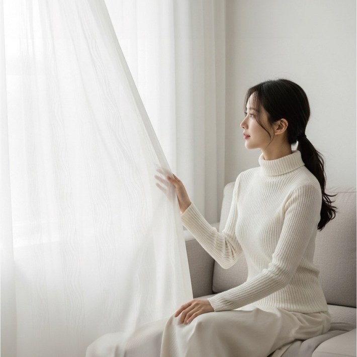 해움창 국내생산 비침없는 차르르 나비주름 쉬폰커튼