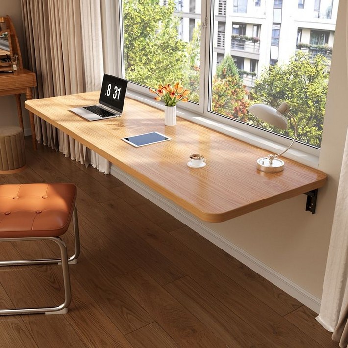 벽걸이책상 공간활용 접이식 테이블 거실 베란다 홈바 다용도 벽걸이형 우드색상 나무색