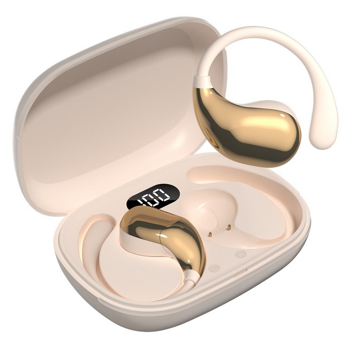 한정특가Wapik와피크 무선 블루투스 이어폰 R3 오픈형 귀걸이형 ENC고음질, 아이보리