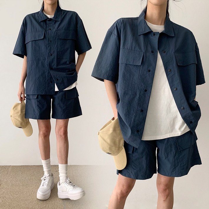 순이 S.아웃포켓 바스락 카고 남여공용 반팔세트