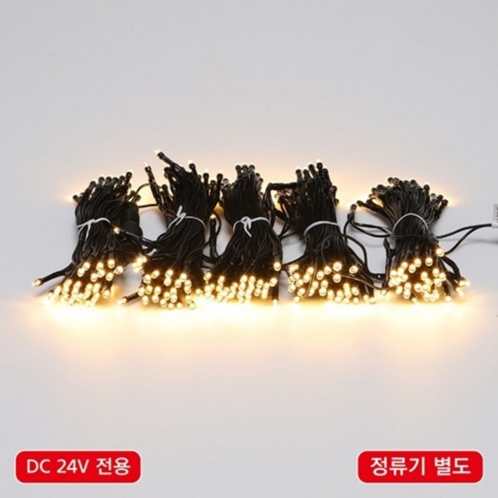 LED 트리전구 300구 연결형 DC24V 크리스마스 트리조명 줄조명 지네전구, 투명선 녹색