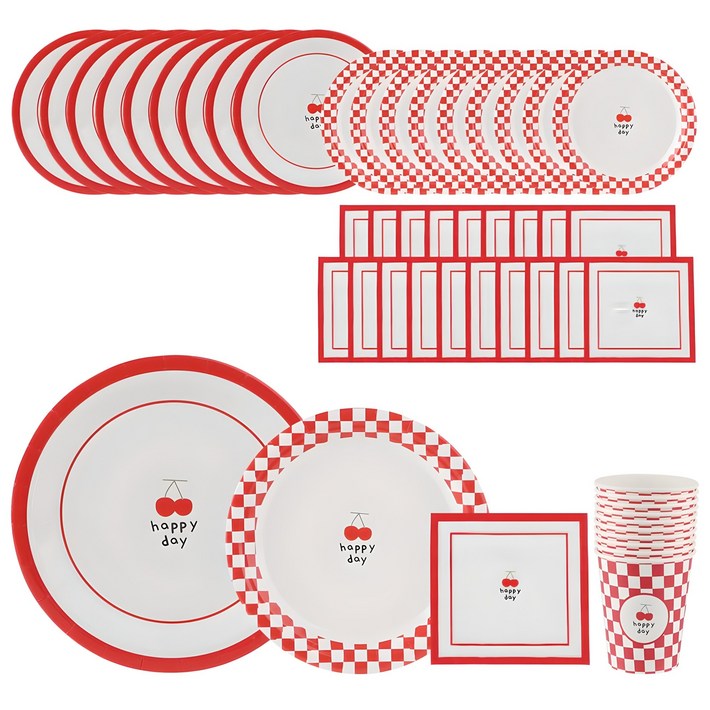 이와이엔스토리 코코 해피 체리 파티 테이블 25p 세트