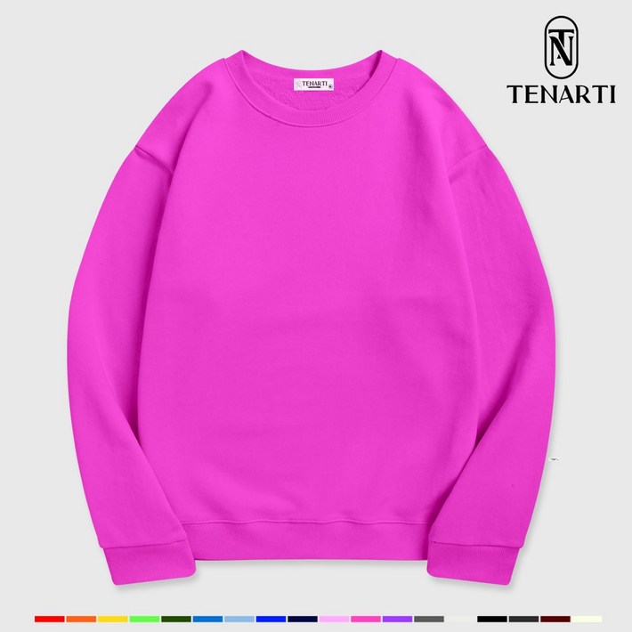 테너티 프리미엄 남녀공용 데일리 특양면 무지 맨투맨 빅사이즈 커플티 가족티 18컬러