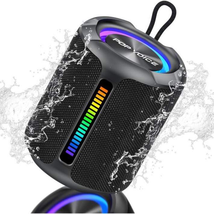 PoP voice 블루투스 스피커 무선 휴대용 50W 피크 강력 HD 사운드 Bass 라이트 프리셋 EQ TWS /여행/캠핑/파티// IPX7 방수 BT 5.3
