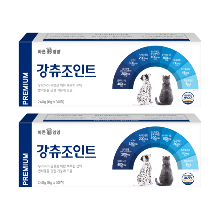 바른뉴트리펫 강츄조인트 강아지 고양이 관절 슬개골 영양제 콘드로이친, 30회분, 뼈관절강화, 2개