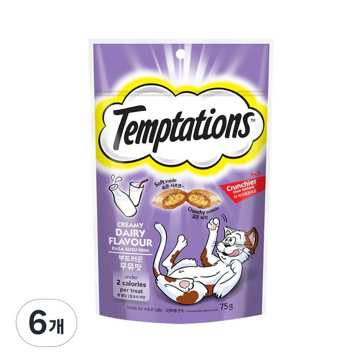 템테이션 고양이 간식, 6개, 75g, 우유 템테이션 고양이 간식, 6개, 75g, 우유