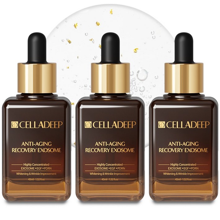 셀라딥 탄력 주름 개선 PDRN 엑소좀 EGF 안티에이징 리프팅 골드 앰플 세럼, 3개, 45ml