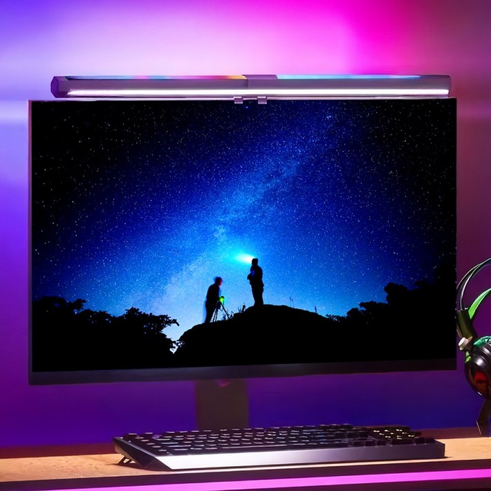 신제품 위니즈 모니터 LED조명 듀얼 RGB라이트바 블루라이트차단 WZ0013B 블랙, 1개, WZ0013B