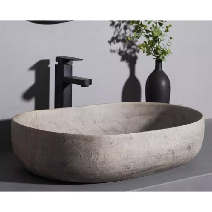 고급 탑볼 자연석스타일 탑카운터세면대 실내 실외 테이블 세면대 세면도기 다양한 사이즈, 단일색상