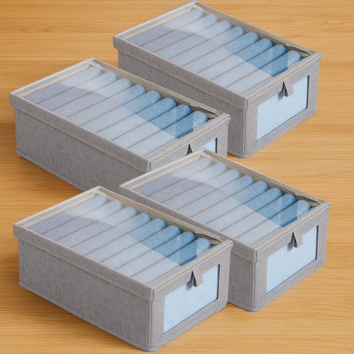 디모어 투명 커버 분리 수납 옷장 다용도 정리함, 4개, 그레이