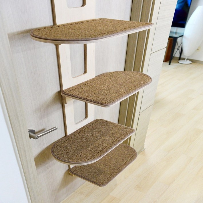 우드팟 고양이 프리미엄 분리형 문걸이 캣타워세트브라운, 자작, 1개