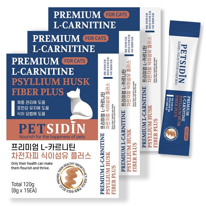 펫시딘 고양이 L카르니틴 차전자피 식이섬유 체중관리 포만감유지 식이요법 영양제, 15회분, 다이어트체중유지, 3개