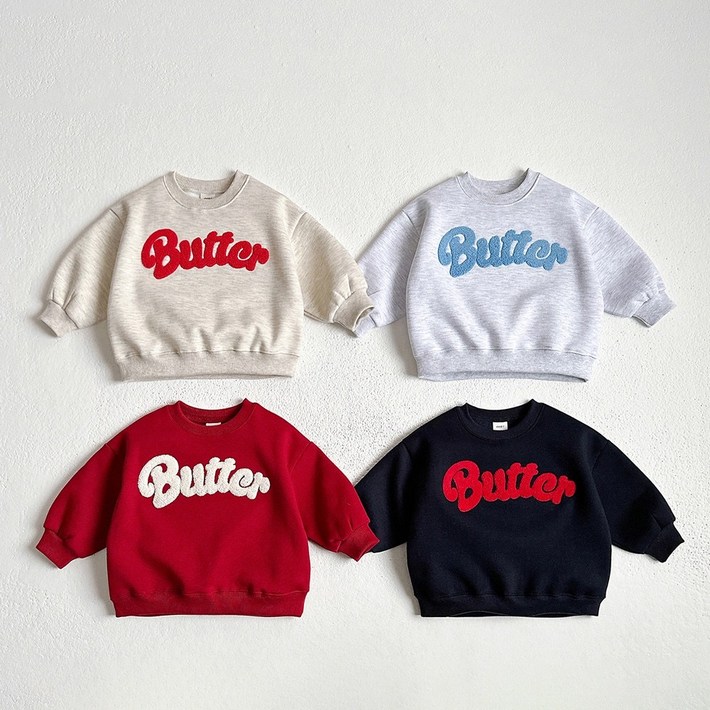 리틀쇼퍼 비비드아이 버터부클자수맨투맨