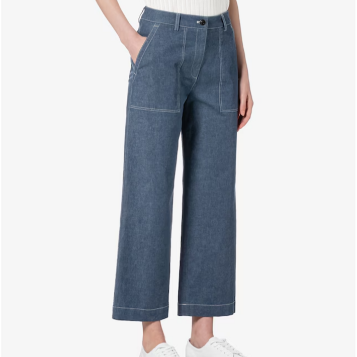 백화점AS 라코스테 의류 여성의류 린넨혼방 크롭 팬츠 진청  HF920E55G RNEBR 선물포장 빠른배송