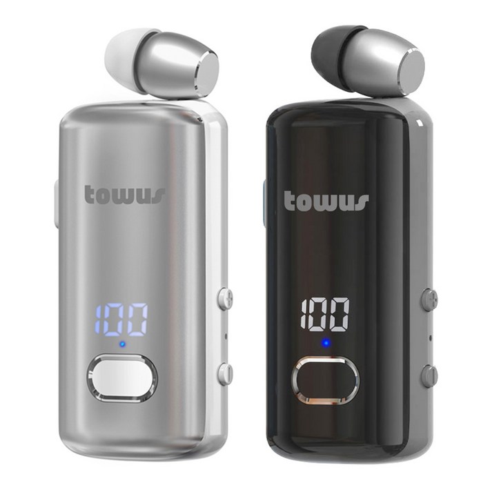 토어스 TOWUS B90C 핸즈프리 원터치 집게형 클립형 멀티페어링 C타입 블루투스 무선 이어폰, 블랙